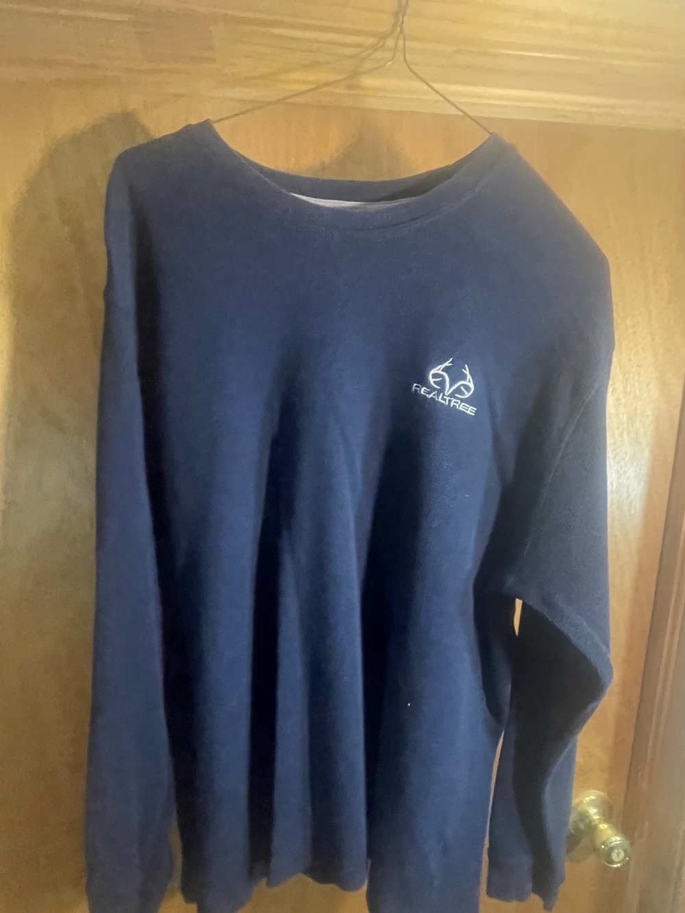 Realtree Men's Dark Navy Crewneck Sweatshirt with White Logo